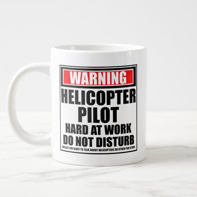 Grande Tasse Avertissement Pilote D'Hélicoptère Dur Au Travail (Gauche)