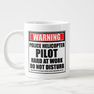 Grande Tasse Avertissement Police Hélicoptère Pilote Dur Au Tra