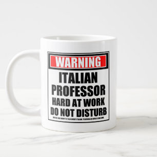 Grande Tasse Avertissement Professeur Italien Dur Au Travail