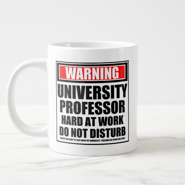 Grande Tasse Avertissement Professeur Universitaire Dur Au Trav (Gauche)