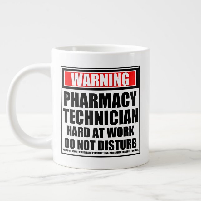 Grande Tasse Avertissement Technicien Pharmaceutique Dur Au Tra (Gauche)