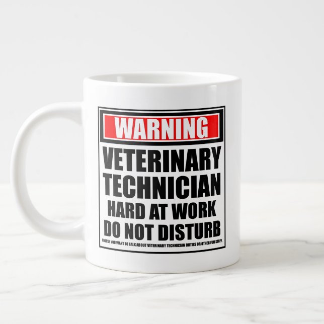 Grande Tasse Avertissement Technicien Vétérinaire Dur Au Travai (Gauche)