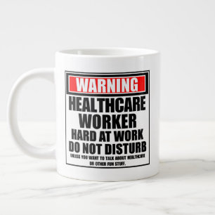 Grande Tasse Avertissement Travailleur De Santé Dur Au Travail