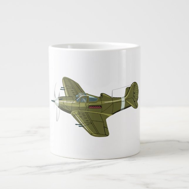 Grande Tasse Avion de chasseur rétro-dessiné (Devant)