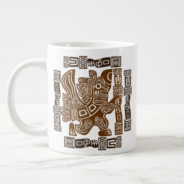 Grande Tasse Aztec Eagle Guerrier Tribal Art antique (Gauche)
