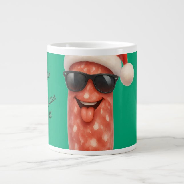 Grande Tasse Baisers drôles de salami de noël (Devant)