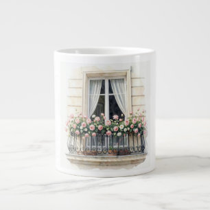 Grande Tasse Balcon fleuri de Paris aquarelle 