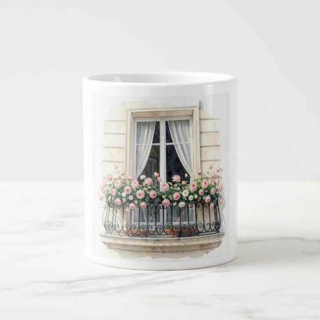 Grande Tasse Balcon fleuri de Paris aquarelle  (Devant)