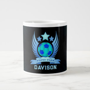 Grande Tasse Balle de Football Bleu Néon   Cadeaux Personnalisé