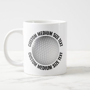 Grande Tasse Balle de golf personnalisée avec texte de taille m