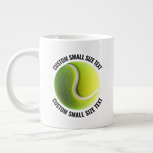 Grande Tasse Balle de Tennis Personnalisée avec Texte de Taille (Gauche)