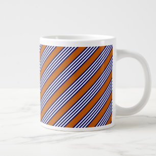 Grande Tasse Bandes bleu marine et blanc avec orange brûlé