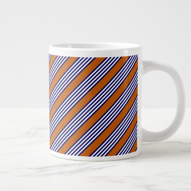 Grande Tasse Bandes bleu marine et blanc avec orange brûlé (Droite)