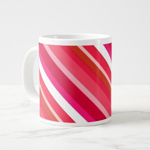 Grande Tasse Bandes de bonbons en couches - rouge, rose et blan