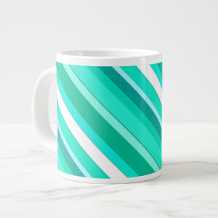 Grande Tasse Bandes de bonbons en couches - turquoise et blanch