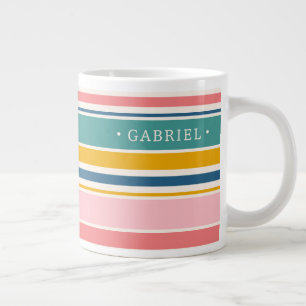 Grande Tasse Bandes de couleurs à thème de plage Ajouter Votr