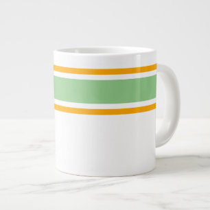 Grande Tasse Bandes de course jaunes vert clair sur fond blanc
