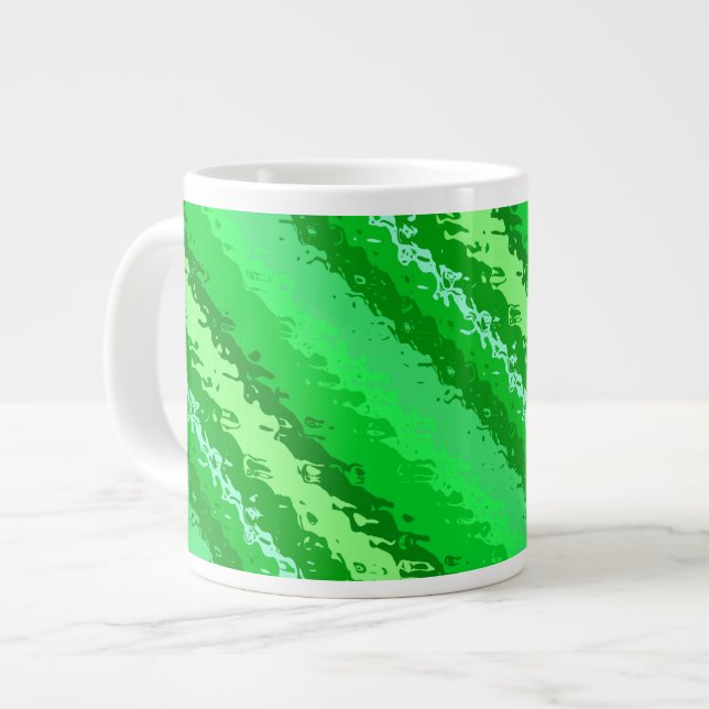 Grande Tasse Bandes de verre - tons vert émeraude (Devant gauche)