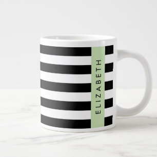 Grande Tasse Bandes noires et blanches, Gravées, Lignes, Votre 
