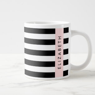 Grande Tasse Bandes noires et blanches, Gravées, Lignes, Votre 