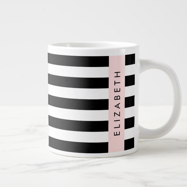 Grande Tasse Bandes noires et blanches, Gravées, Lignes, Votre  (Droite)