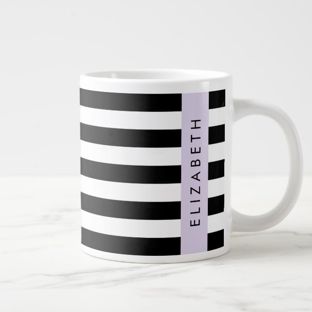 Grande Tasse Bandes noires et blanches, Gravées, Lignes, Votre  (Droite)