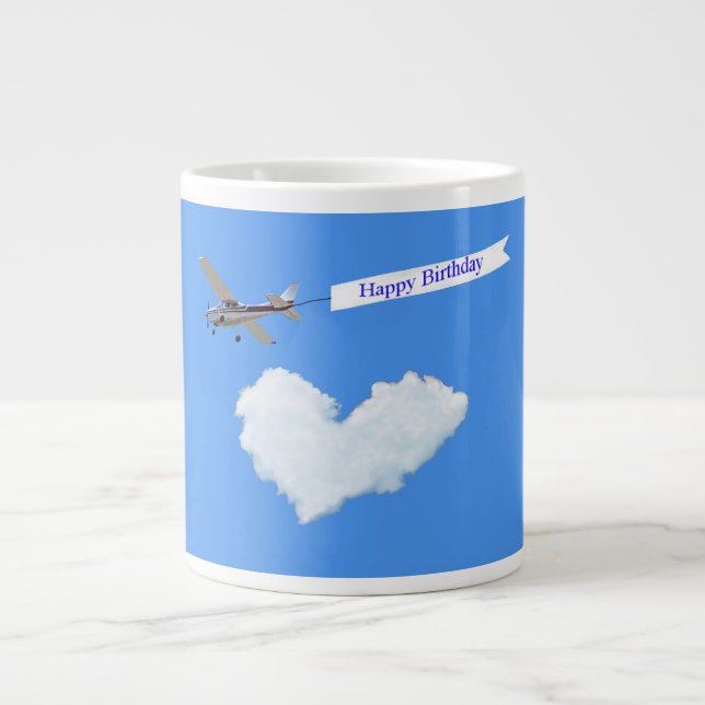 Grande Tasse Bannière d'anniversaire volante (Devant)