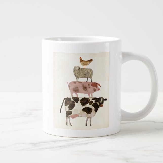 Grande Tasse Barnyard Buds - Vache, cochon, mouton et hen (Droite)