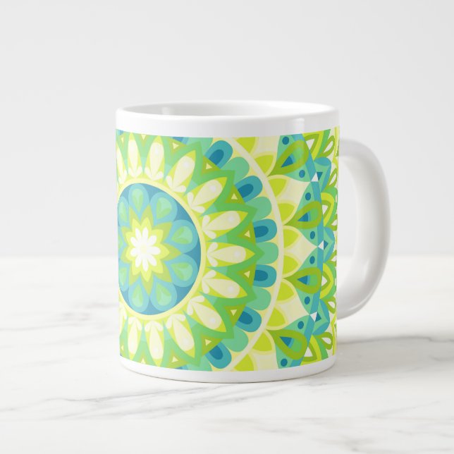 Grande Tasse Base verte Mandala (Devant droit)