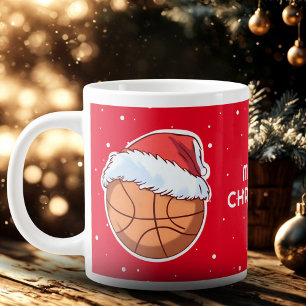 Grande Tasse Basket Ball Red Santa Hat Joyeux Noël