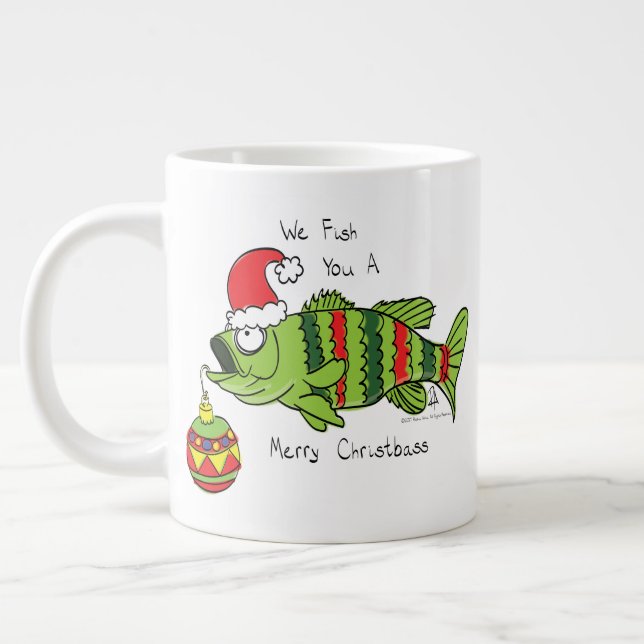 Grande Tasse Basse de Noël amusante Pêche Poisson Caricature (Gauche)