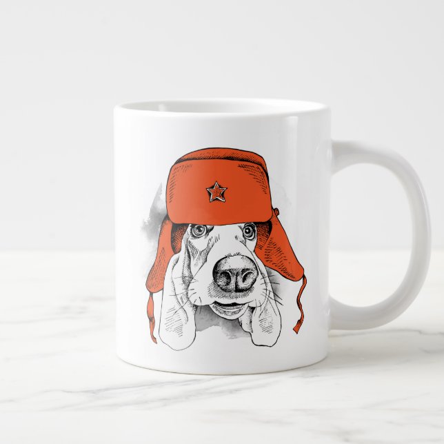 Grande Tasse Basset Hound| Casquette Ushanka rouge (Droite)