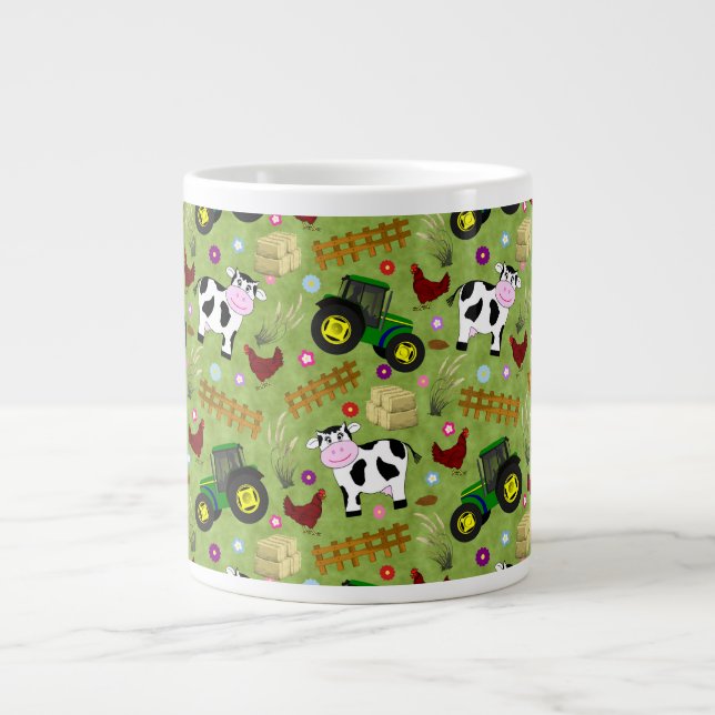 Grande Tasse Batterie de café de vaches de ferme (Devant)