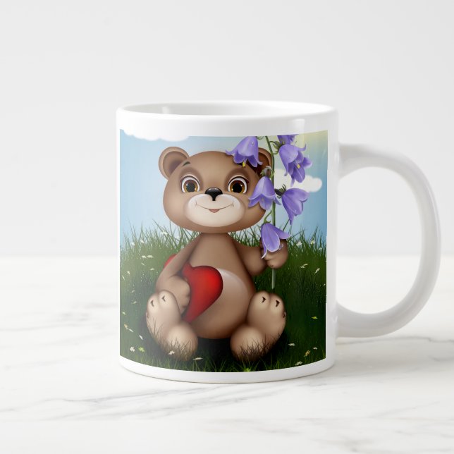 Grande Tasse Bear Holding Bouquet Flower-30926 (Droite)