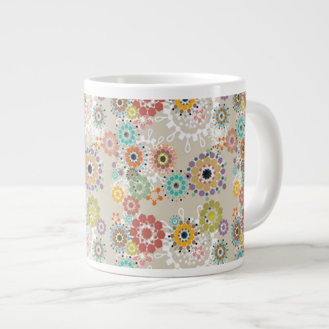 Grande Tasse Beau Boho stylisé fleur vive motif (Devant droit)