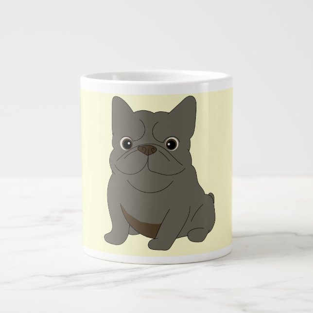 Grande Tasse Bébé Bouledogue Français Gris, Crème, (Devant)