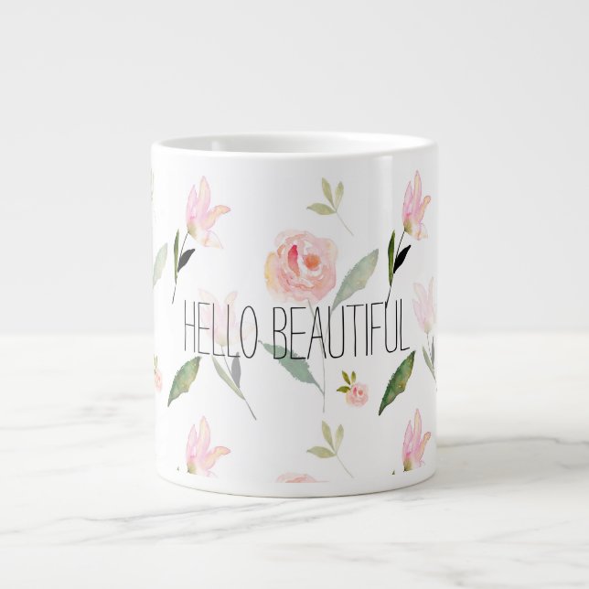 Grande Tasse Belle aquarelle florale (Devant)