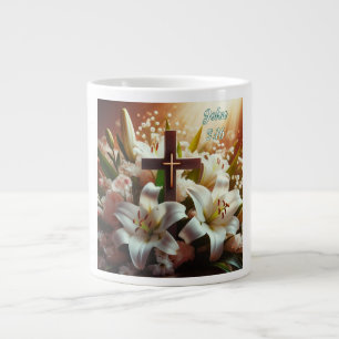 Grande Tasse Belle croix de lys de Pâques
