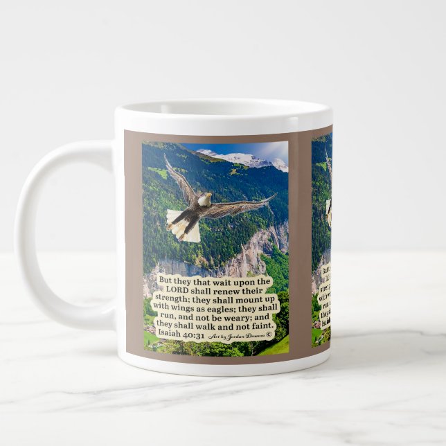 Grande Tasse Belle Écriture d'aigle Isaïe 40:31 (Gauche)