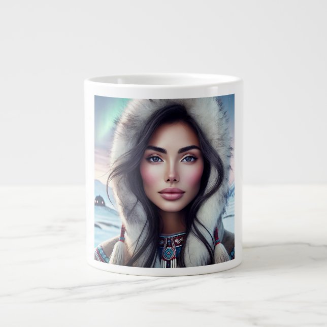 Grande Tasse Belle femme inuite - Élégance arctique (Devant)