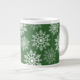 Grande Tasse Belles étoiles de neige blanche et verte d'hiver
