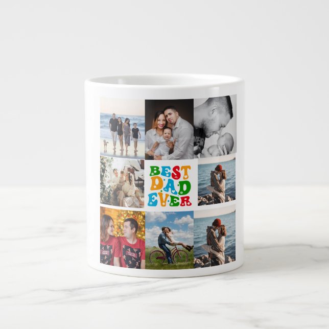 Grande Tasse Best Dad Ever 8 Photo Custom Personalized Collage (Devant)