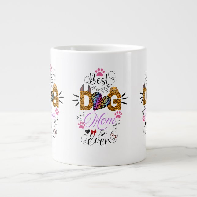 Grande Tasse Best Dog Mom Ever Shirt – Leopard Print dog Mom  (Devant)