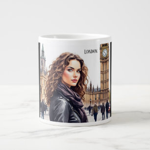 Grande Tasse Big Ben Horloge Tower et belle dame