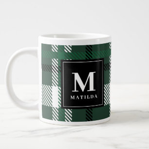 Grande Tasse Bilan écossais vert et noir Noël