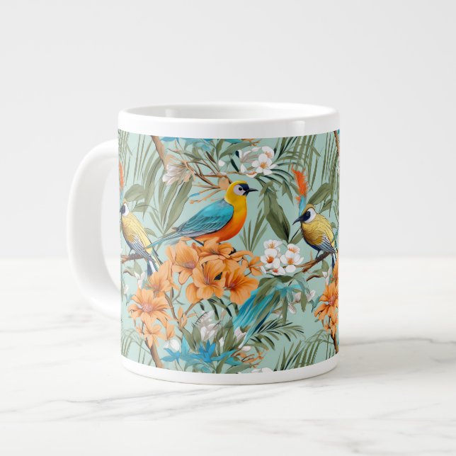 Grande Tasse Birds Chinoiserie Mint Orange (Devant gauche)