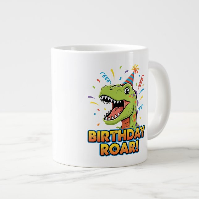 Grande Tasse Birthday Roar Cute Dinosaur Birthday Party Design (Devant droit)
