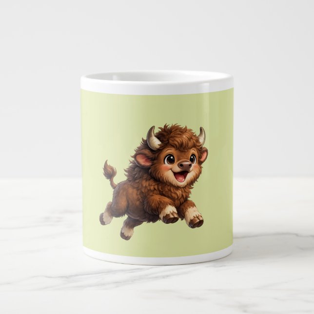 Grande Tasse Bison Adorable Jouant avec Joie  (Devant)