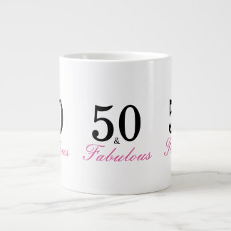Grande Tasse Black and Pink 50 and Fabulous 50th Birthday