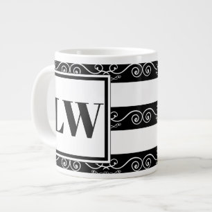 Grande Tasse Blanc noir rayé Luxe